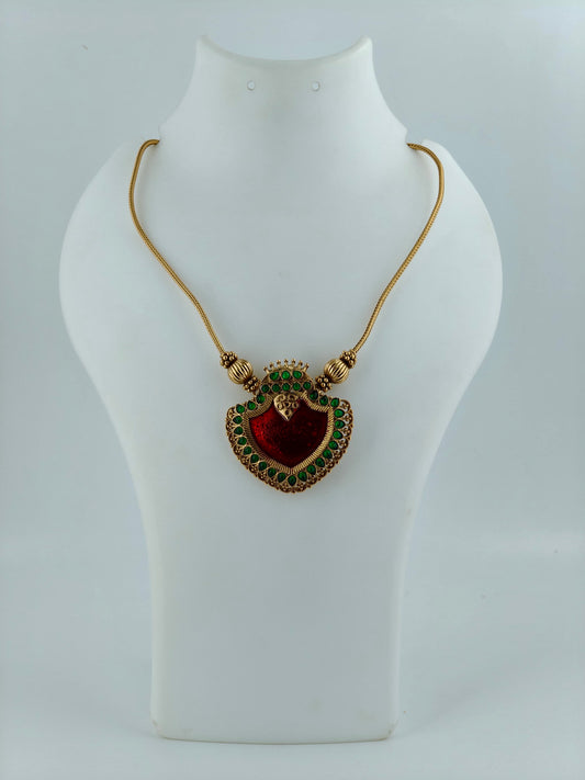Single Pendant Palakka Necklace Red