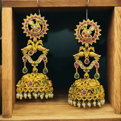 Beautiful Ruby Peacock Jhumka