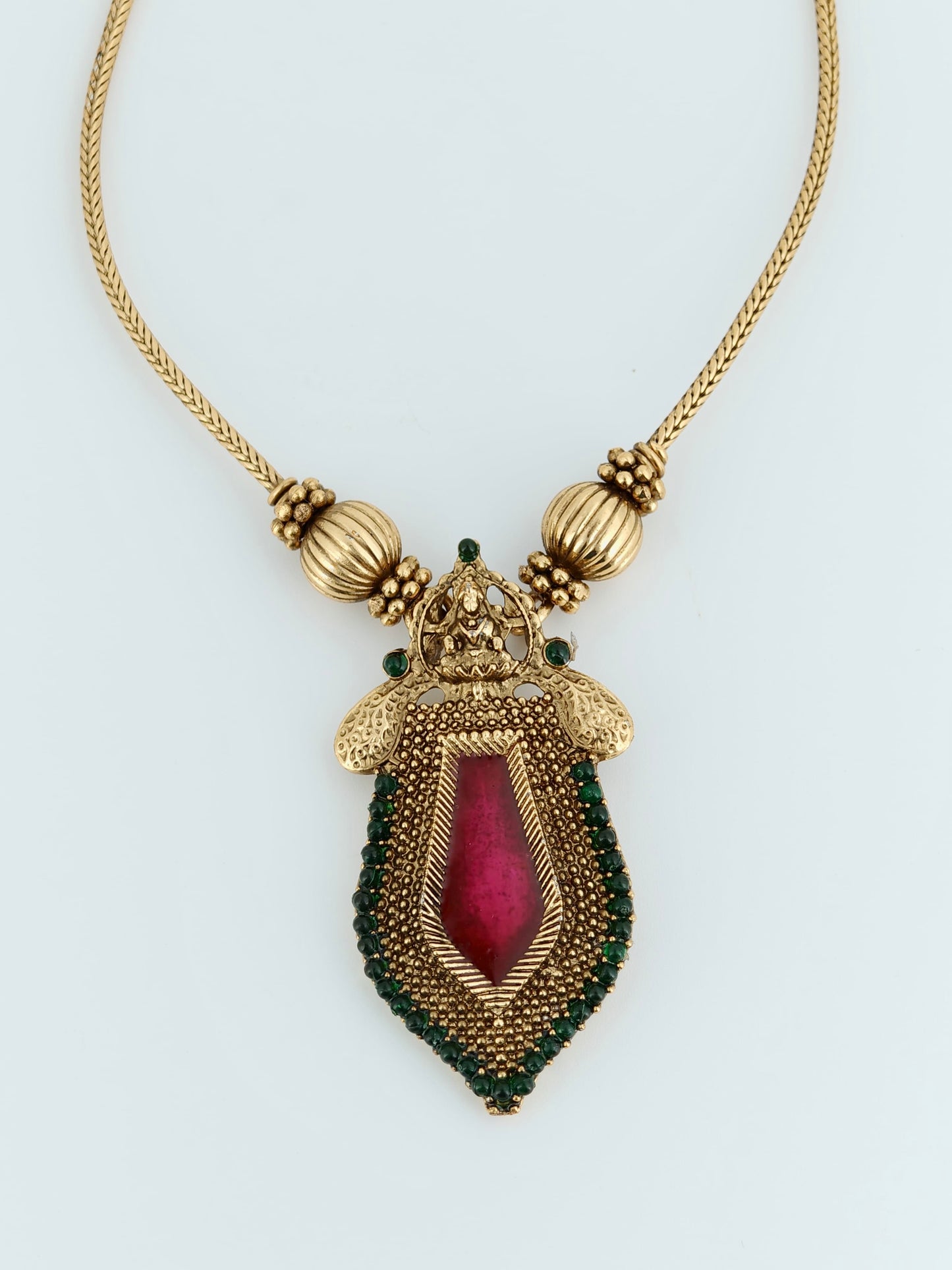 Nagapadam Pendant Necklace Rani Pink Colour