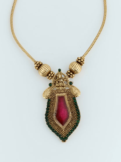 Nagapadam Pendant Necklace Rani Pink Colour