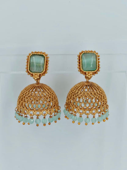 Powder Blue Beads Jhumka