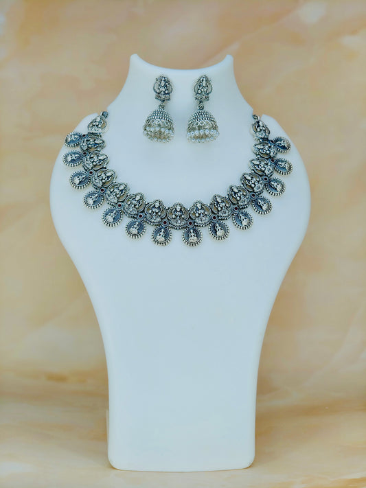 Oxidised Lakshmi Necklace