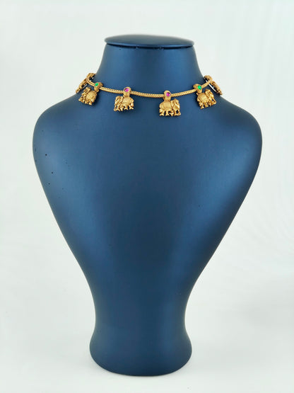Cute Elephant necklace with multi color stones