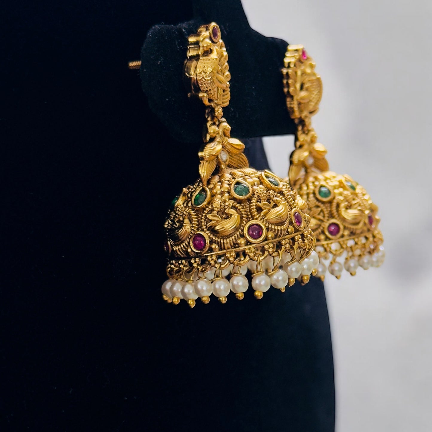 Elegant Peacock Jhumka with Pearls