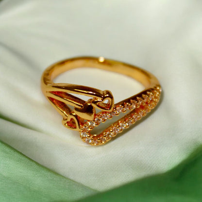 Triple Heart Design A D Stone Ring