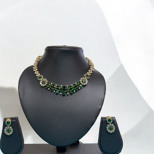 Premium AD Stone Necklace & Earrings Set