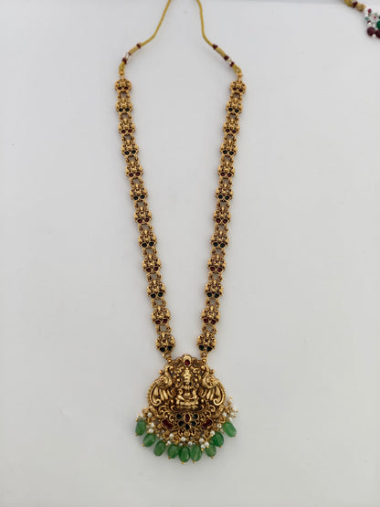 Beautiful Lakshmi Haaram with pale Green Beads