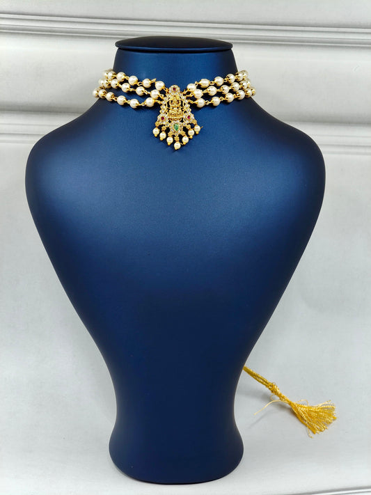 Beautiful White Pearl Lakshmi Choker
