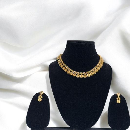 Evergreen Traditional Coin Necklace with Earrings