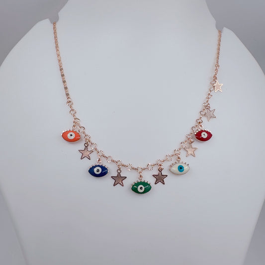 Multicolor Evil Eye Pendant Hanging Chain