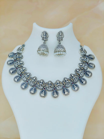 Oxidised Lakshmi Necklace
