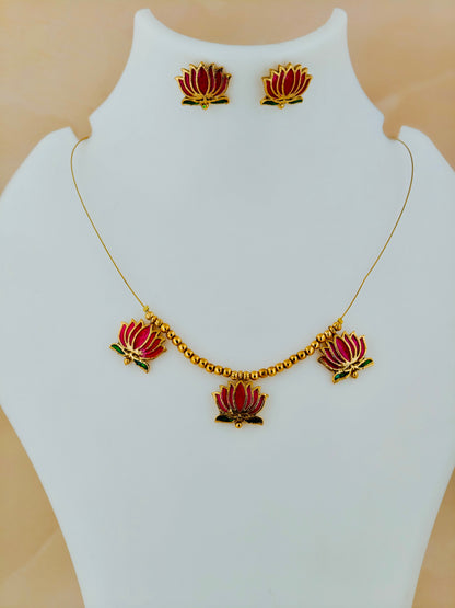 Tri Lotus Pendant Invisible Chain