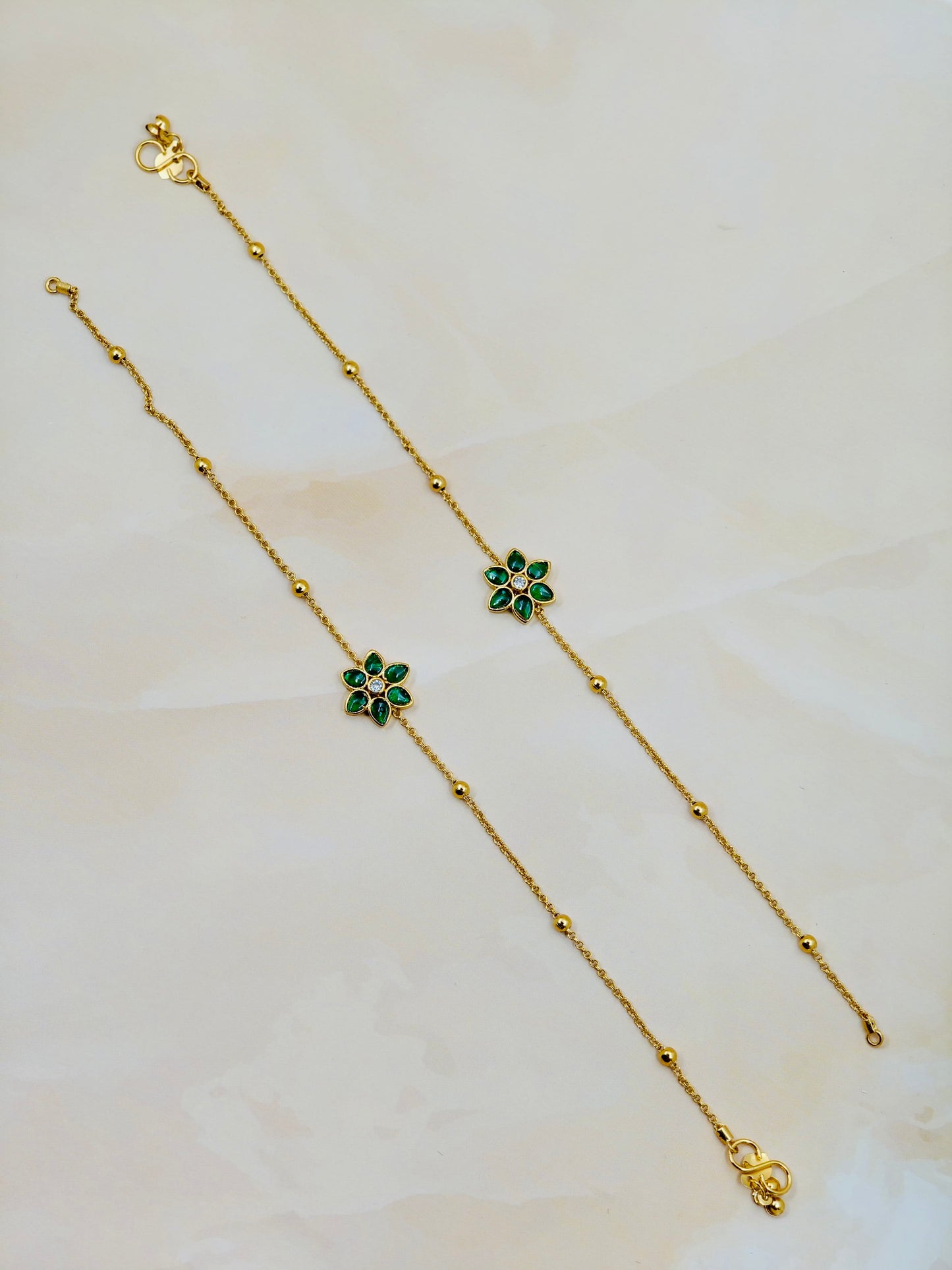 Premium Floral Anklet Green