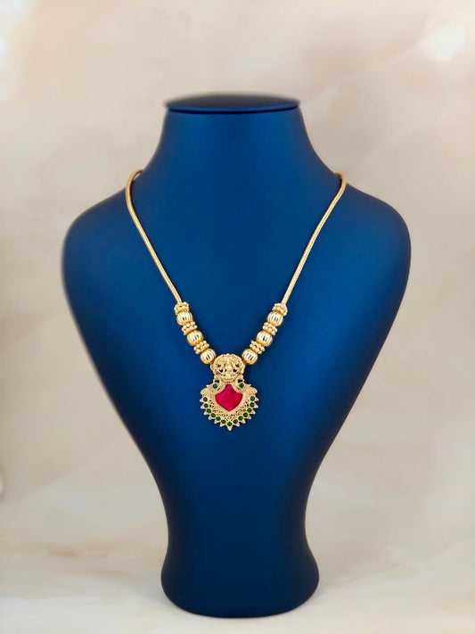 Single Palakka Pendant Necklace Rani Pink