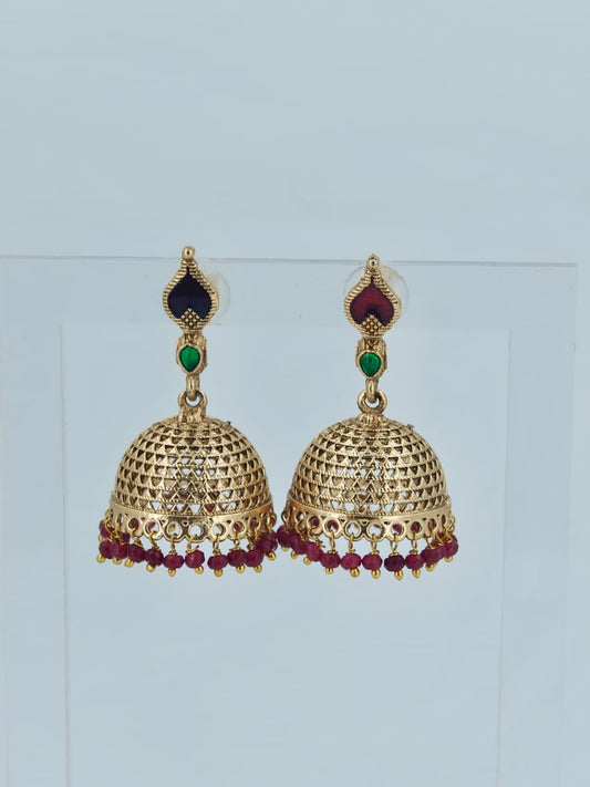 Beautiful Jumka with Maroon Beads