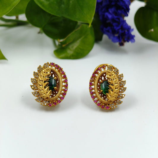 Classic A D Stone Ear Studs