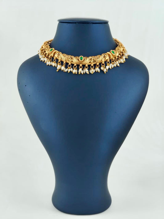 Statement Necklace with rice pearls