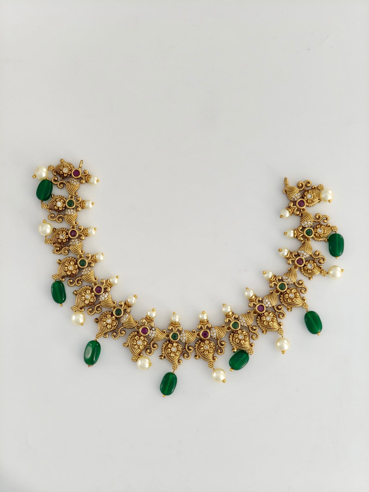 Mehandi Antique Choker with Green Beads