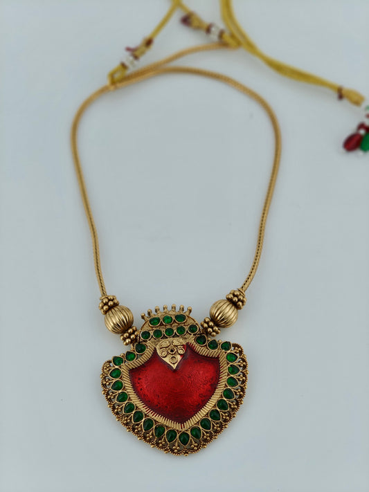 Single Pendant Palakka Necklace Red