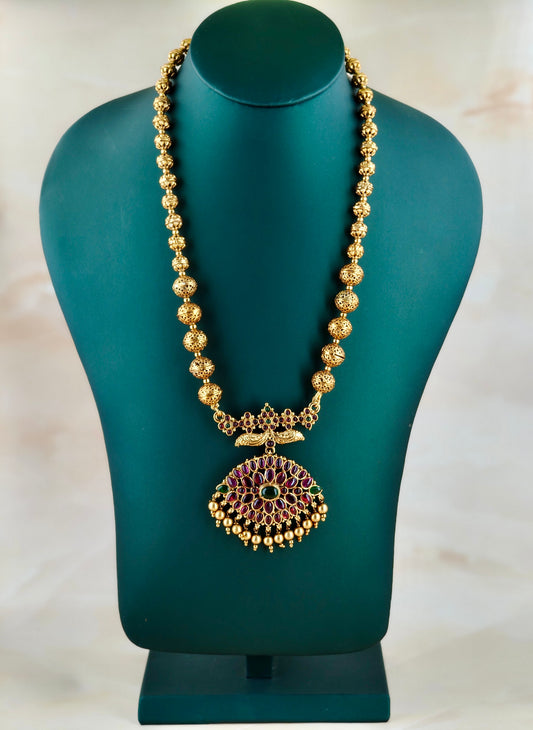 Beautiful Kemp Stone Pendant Haaram Ruby
