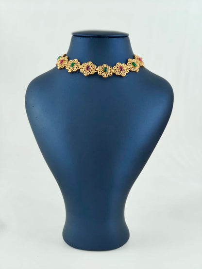 Elegant Choker with Emerald & Ruby Stones