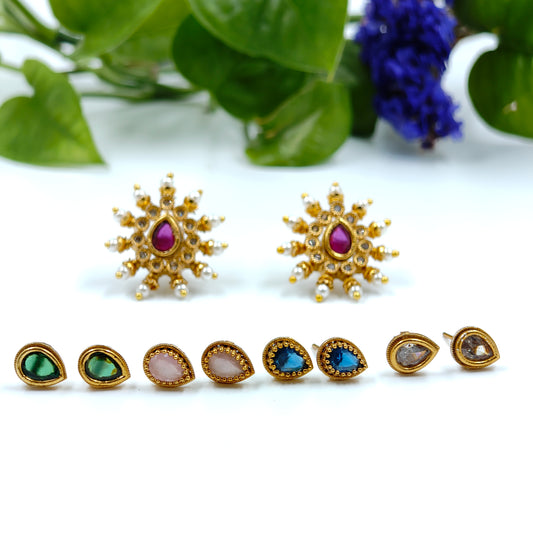 A D Stone Changeable Pearl Ear Studs