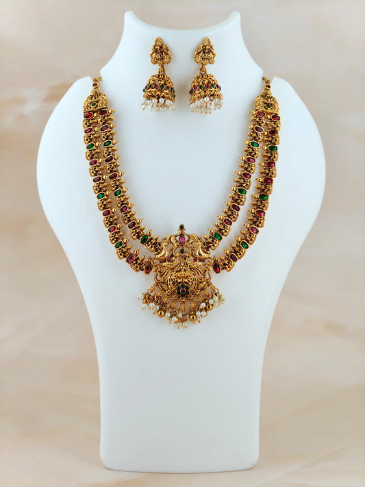 Beautiful Lakshmi Peacock Double layer Necklace