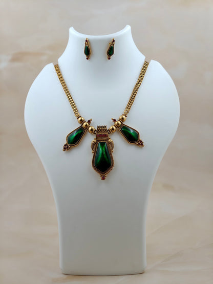 Tri locket Enamel Nagapada Necklace