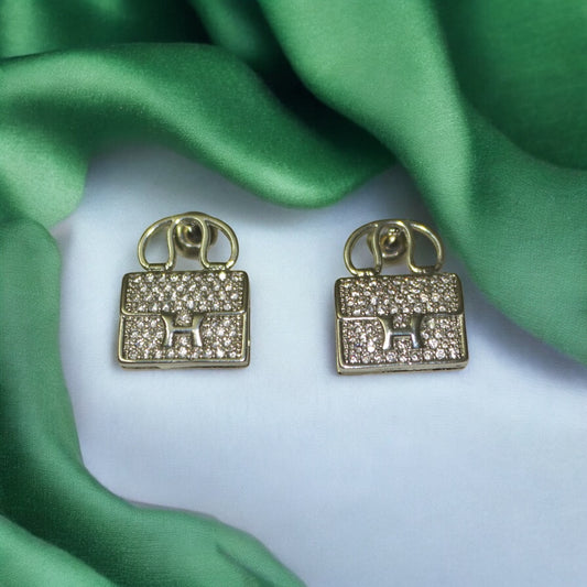 Purse Design Silver Earrings