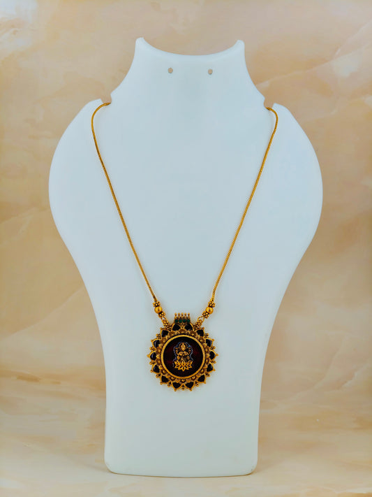 Beautiful Lakshmi Pendant Necklace Maroon(without earrings)