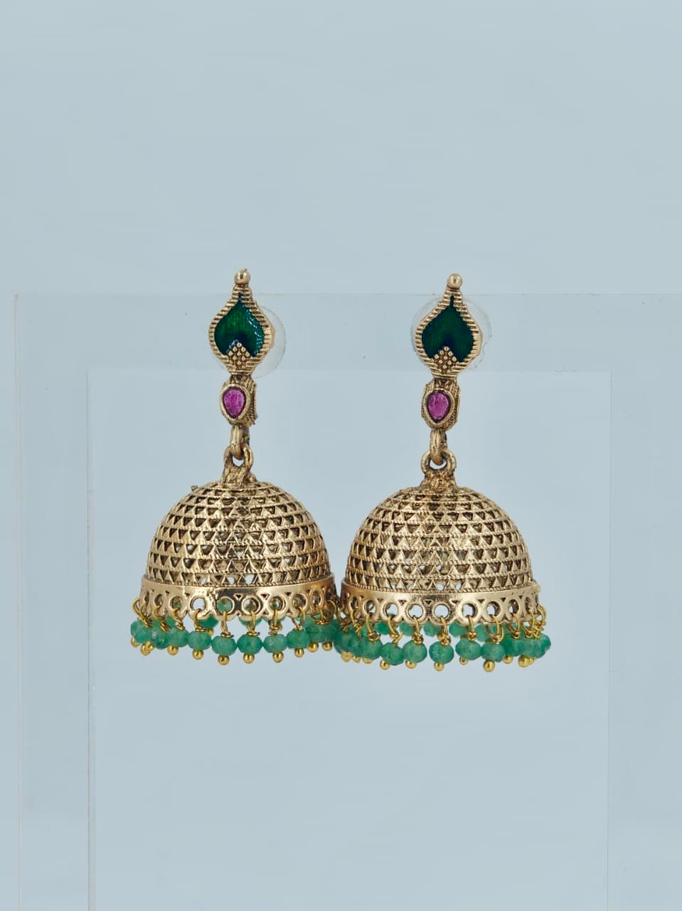 Beautiful Jumka with Green Beads