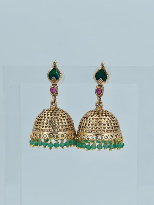 Beautiful Jumka with Green Beads