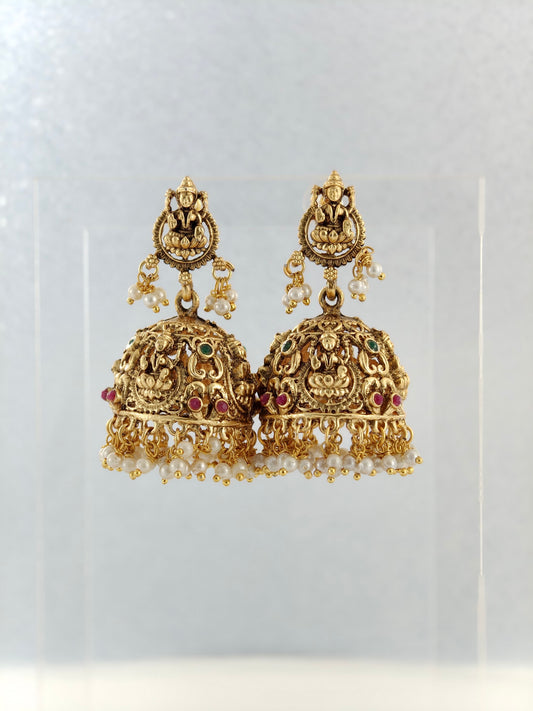 Beautiful Lakshmi Engraved Jumka