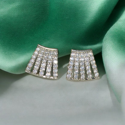 Sparkling Silver A D Stone Earrings