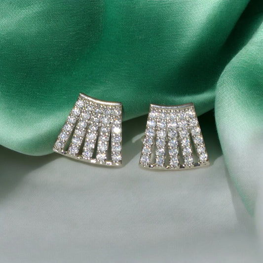 Sparkling Silver A D Stone Earrings