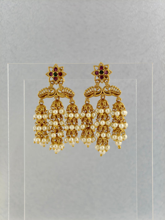 Beautiful Multi-layered Jumka with white pearls