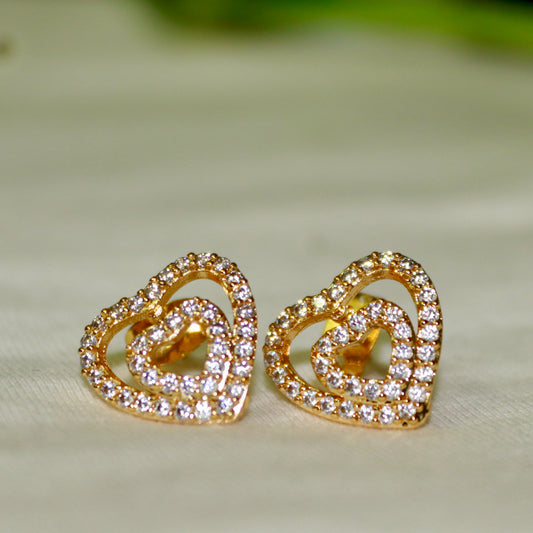 Heart Design Rose Gold Earrings