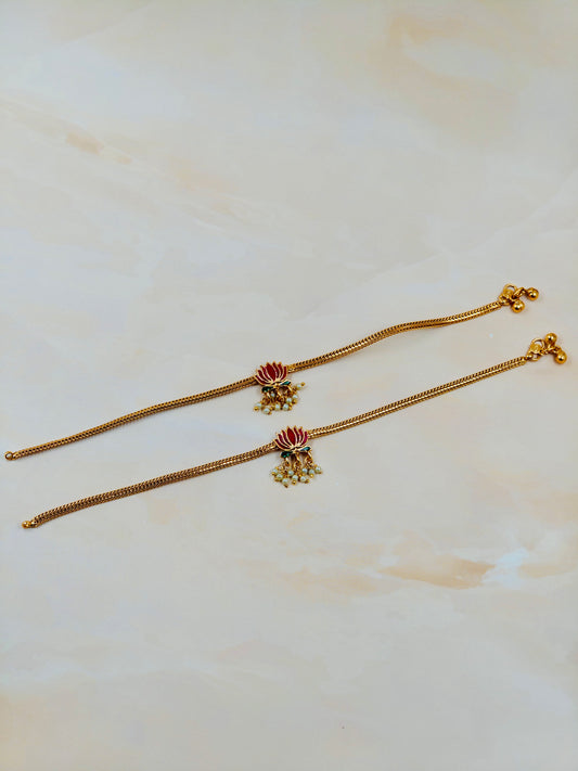 Trending Lotus Anklet Pink