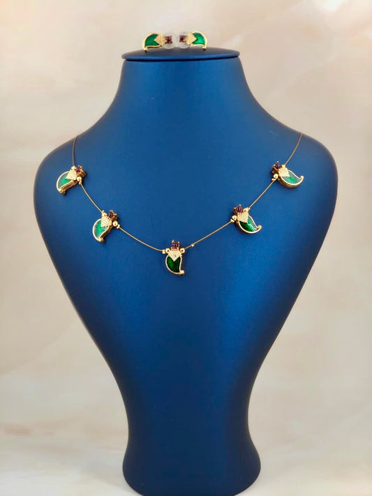 Beautiful Mango palakka Invisible Necklace Green