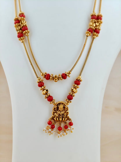 Traditional Double Layer Necklace in Orange Beads