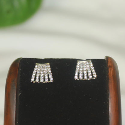 Sparkling Silver A D Stone Earrings
