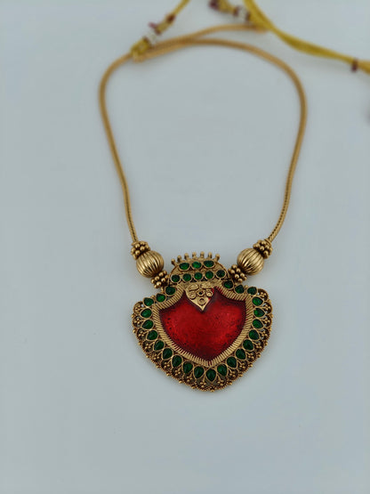 Single Pendant Palakka Necklace Red