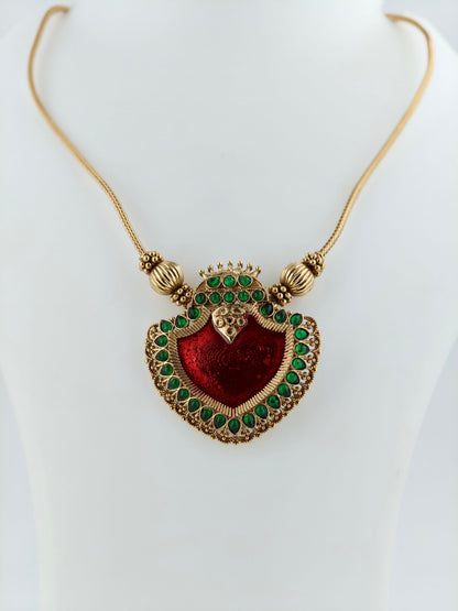 Single Pendant Palakka Necklace Red