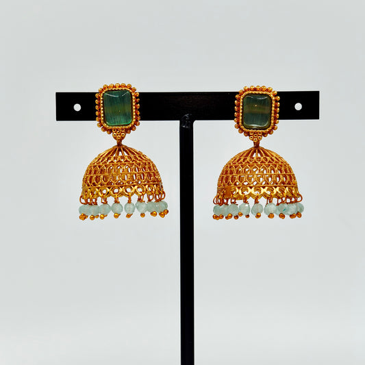 Powder Blue Beads Jhumka