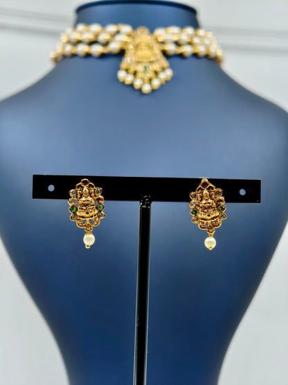 Beautiful White Pearl Lakshmi Choker